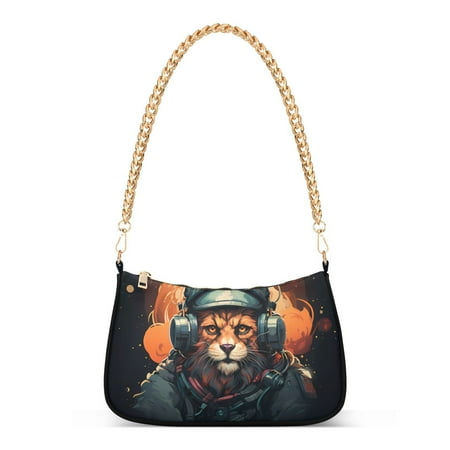 Lion Hoodie EarphonesWomen Small Shoulder Bag Crossbody Tote Hobo Bags Purse Clutch Handbags with Chain Strap for Women