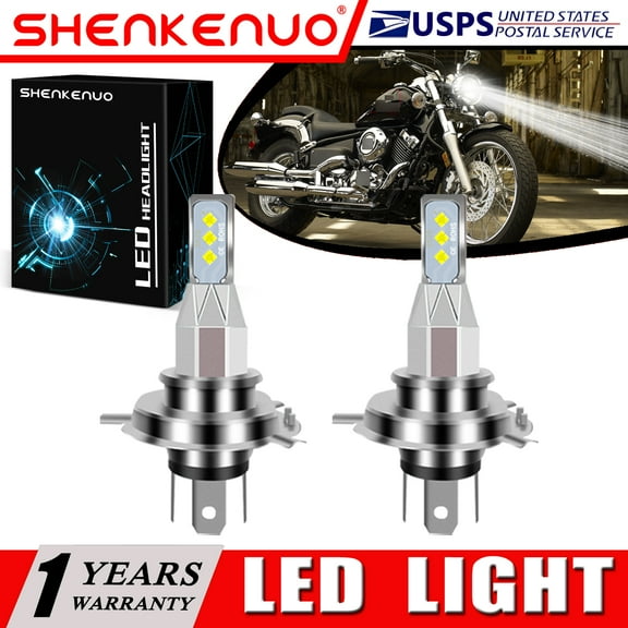 SHENKENUO For Yamaha V Star 650 XVS650 1998-2016 2X 9003 H4 LED Headlight Bulb 6000K White,Pack of 2,C105