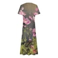 thumbnail image 5 of IROINNID Long Dresses For Women Casual Graphic Printed Short Sleeve V-neck Party Dress Summer Saving, 5 of 5
