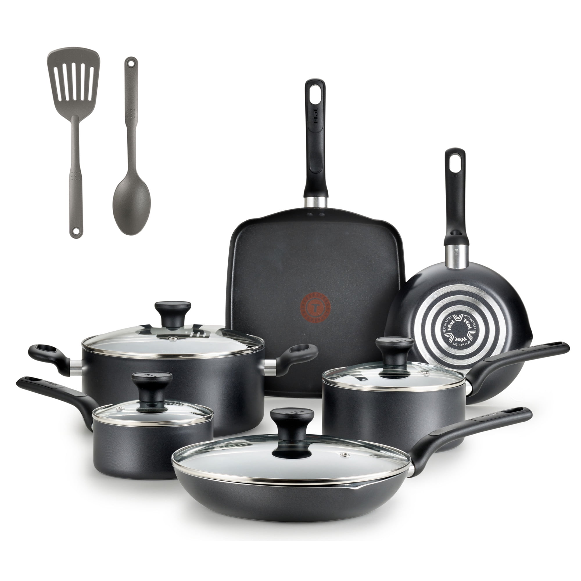 T-fal Easy Care Nonstick Cookware, 12 piece Set, Grey, B087SC64