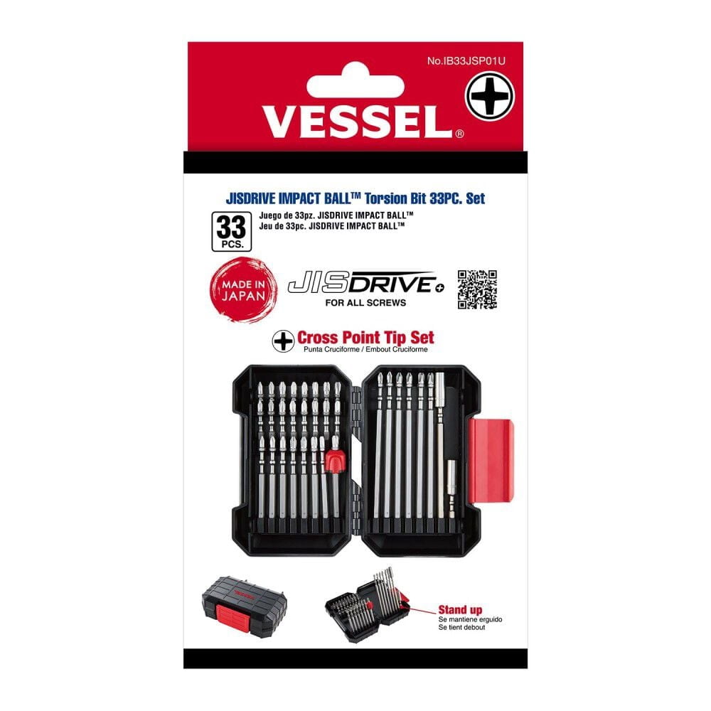 Vessel Tools JISDRIVE Impact Ball Torsion Bit 33PC. Set