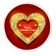ABPHQTO Happy Valentine'S Day Card With Heart Round Beach Blanket with Tassels Beach Throw Towel Yoga Mat Picnic Blanket