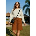 thumbnail image 4 of OHHSHEEN Women's Comfy Bermuda Shorts - Elastic Drawstring Waist, Utility Pockets, Summer Casual, 4 of 6