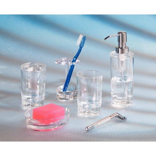 iDesign Eva Soap and Lotion Dispenser Pump, for Kitchen or Bathroom Countertop - Clear/Chrome