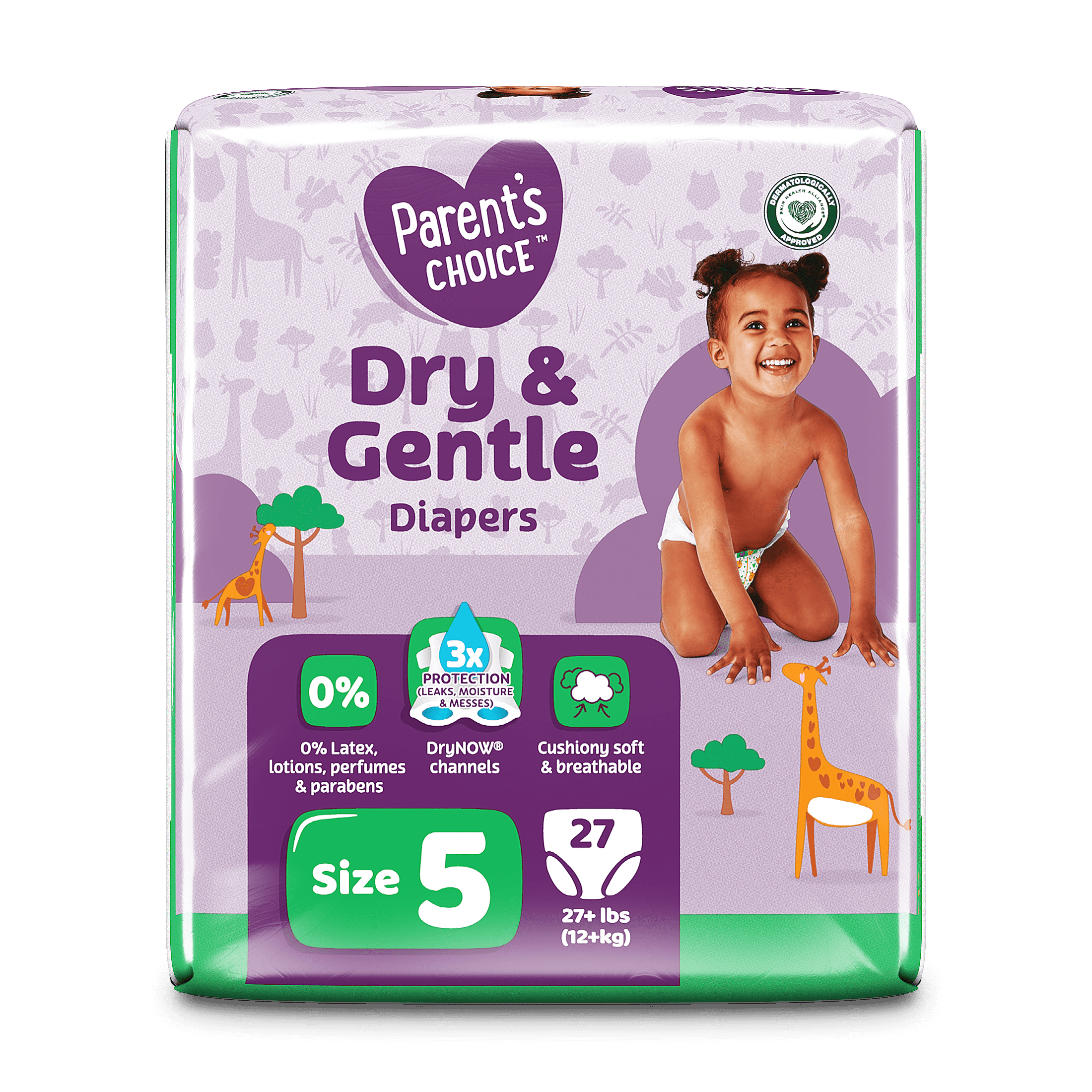 Parent's Choice Dry & Gentle Diapers Size 5, 27 Count (Select for