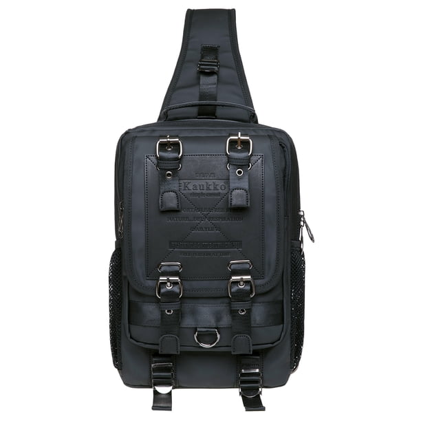 KAUKKO Canvas Messenger Bag Cross Body Shoulder Sling Backpack Travel Senderismo Chest Bag KAUKKO FD252-2-Black