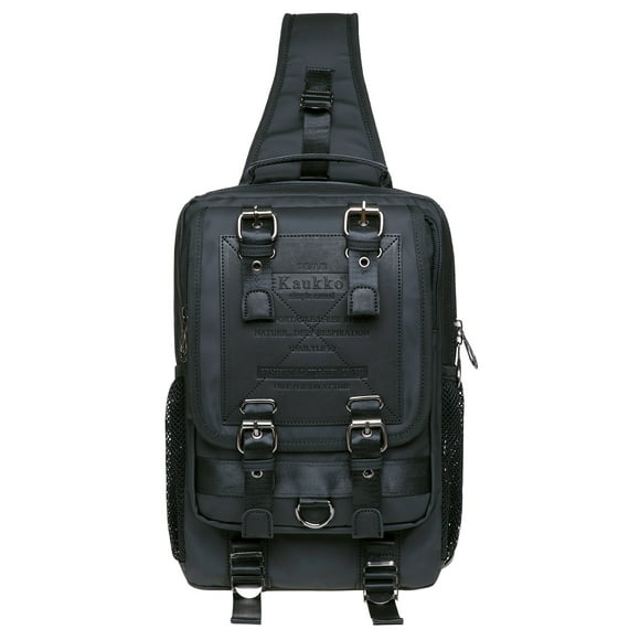 KAUKKO Canvas Messenger Bag Cross Body Shoulder Sling Backpack Travel Senderismo Chest Bag KAUKKO FD252-2-Black