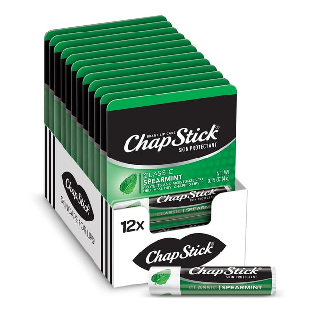 Bálsamo labial ChapStick Classic Spearmint, 4,4 ml (paquete de 12)