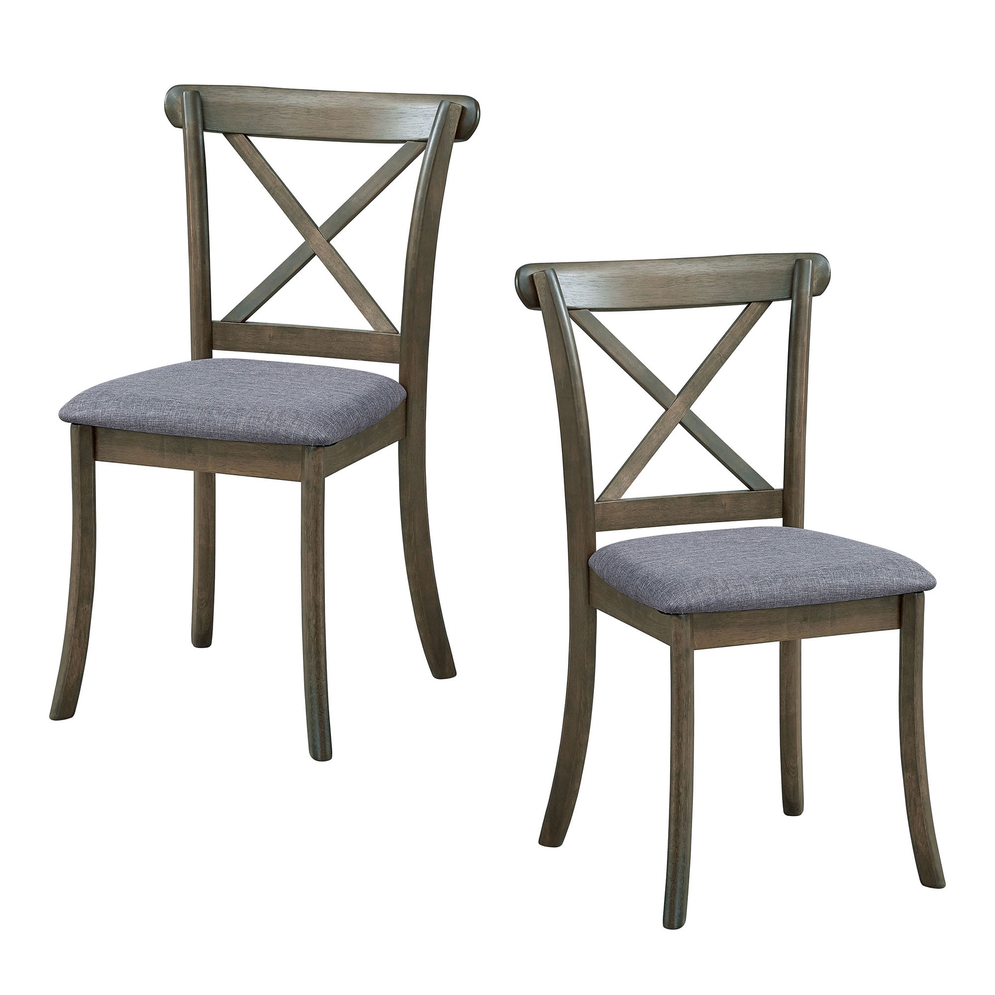 MAYEERTY Wooden X-Back Dining Chairs Set of 2, Modern Fabric Upholstered Kitchen Side Chairs, Cross-Back Rubber Wood Farmhouse Dining Room Chair, OAK