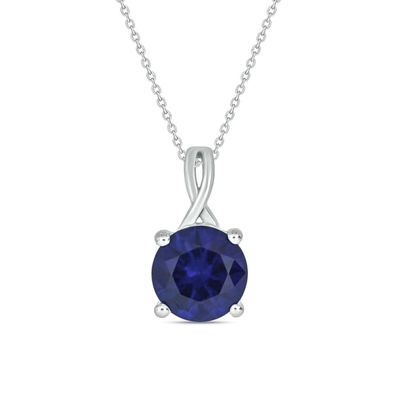Cali Trove Blue Sapphire Solitaire Pendant Necklace, Oval-Cut Gemstone in 925 Sterling Silver, 18" Chain