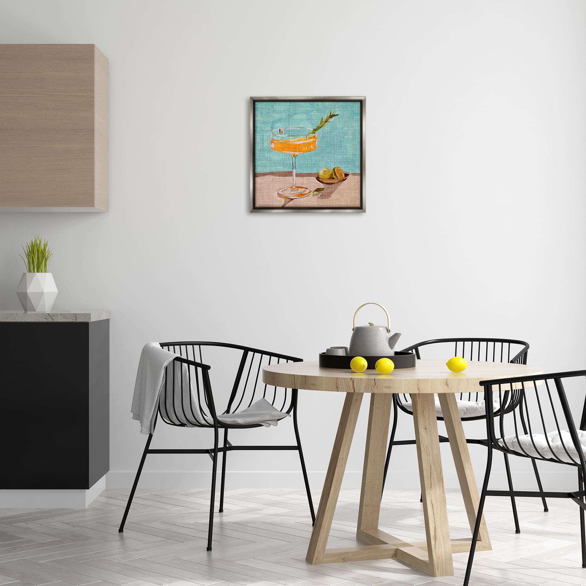 Stupell Industries Bright Cocktail Glass Food & Beverage Painting Gray Floater Framed Canvas Art Print Wall Art, 18 x 18