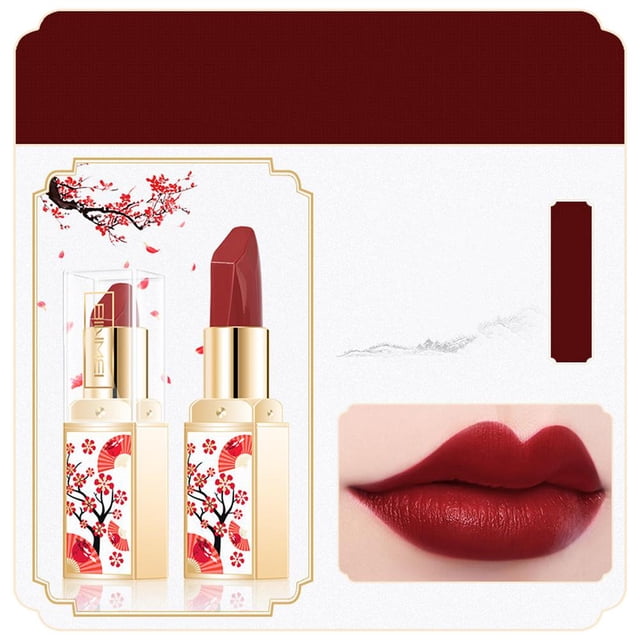 TQEHS Kit de lápiz labial de estilo chino mate aterciopelado para mujer, regalo, colorete resistente al agua V9A7