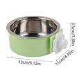 thumbnail image 3 of Green Stainless Steel Hanging Dog Bowl for Crate, Clip-On Pet Water Food Feeder for Cats Dogs, Anti-Tip Elevated Cage Bowl for Travel Home Use, 5x4x1.4 Inches, 3 of 6