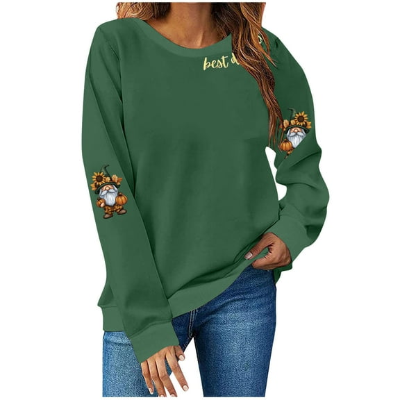 Wensltd Fall Pumpkin Sweatshirt for Women Pullovers Tops Thanksgiving Long Sleeve Shirt