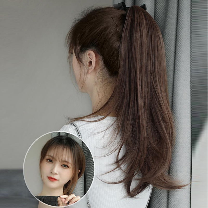 Elegant Women's Straight Hair Ponytail Extensions Long Stylish Synthetic Hair for Daily Use Easy Drawstring Attachment