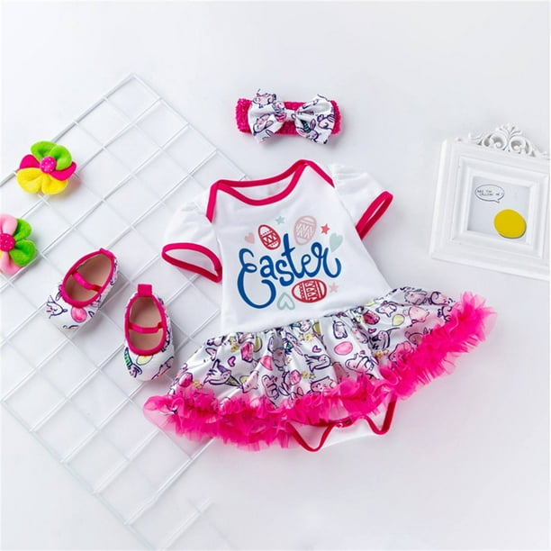 nsendm Girls Dress Big Kid Clothes Dresses Baby Toddler Girl Easter Dress Bunny Floral Easter Girls Clothes Outfit Rabbit Vintage Clothes for Little Hot Pink 6 12 Months Walmart