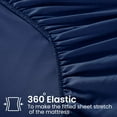 thumbnail image 4 of Fitted Sheet Only - Extra Deep Pocket No-Pop Off Elastic Bottom Sheets - Ultra-Soft Brushed Microfiber Hotel Luxury Machine Washable Fitted Bed Sheets - Fade & Shrink Resistant (Navy, King), 4 of 8