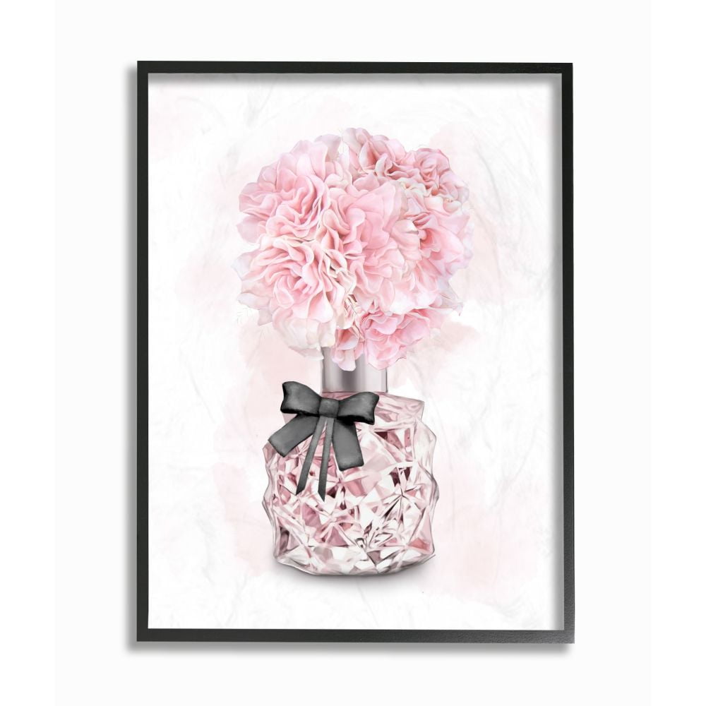 Stupell Industries Pink Flower Perfume Glam Fashion Design Graphic Art Black Framed Art Print Wall Art, 16x20, by Ziwei Li