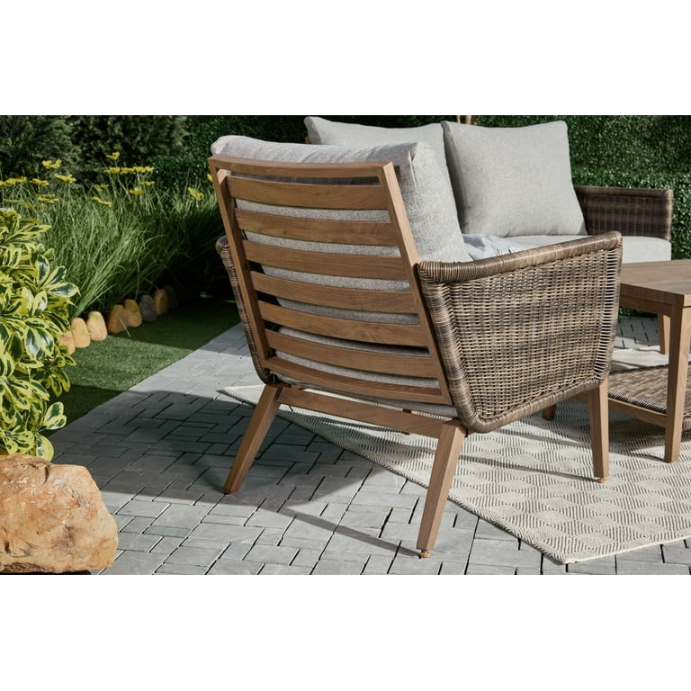 AE Outdoor Brookside 4-Piece Wicker Steel Outdoor Conversation Set