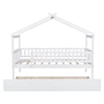 thumbnail image 3 of Gewnee Pine Wood Twin Size House Bed with Trundle and Roof for Kids,White, 3 of 8