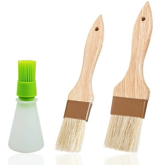YuCool 2 Pcs Pastry Brushes with Extra Silicone Oil Brush for BBQ Sauce Baking Cooking