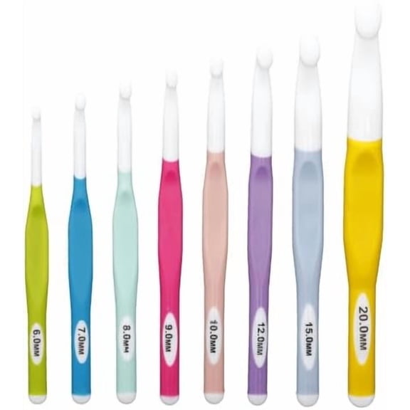 8 PCS Large Crochet Hooks Set, Ergonomic Multicolor Acrylic Crochet Hooks with Sizes 6mm, 7mm, 8mm, 9mm, 10mm, 12mm, 15mm, 20mm for Chunky Yarn Projects$$Art & Craft