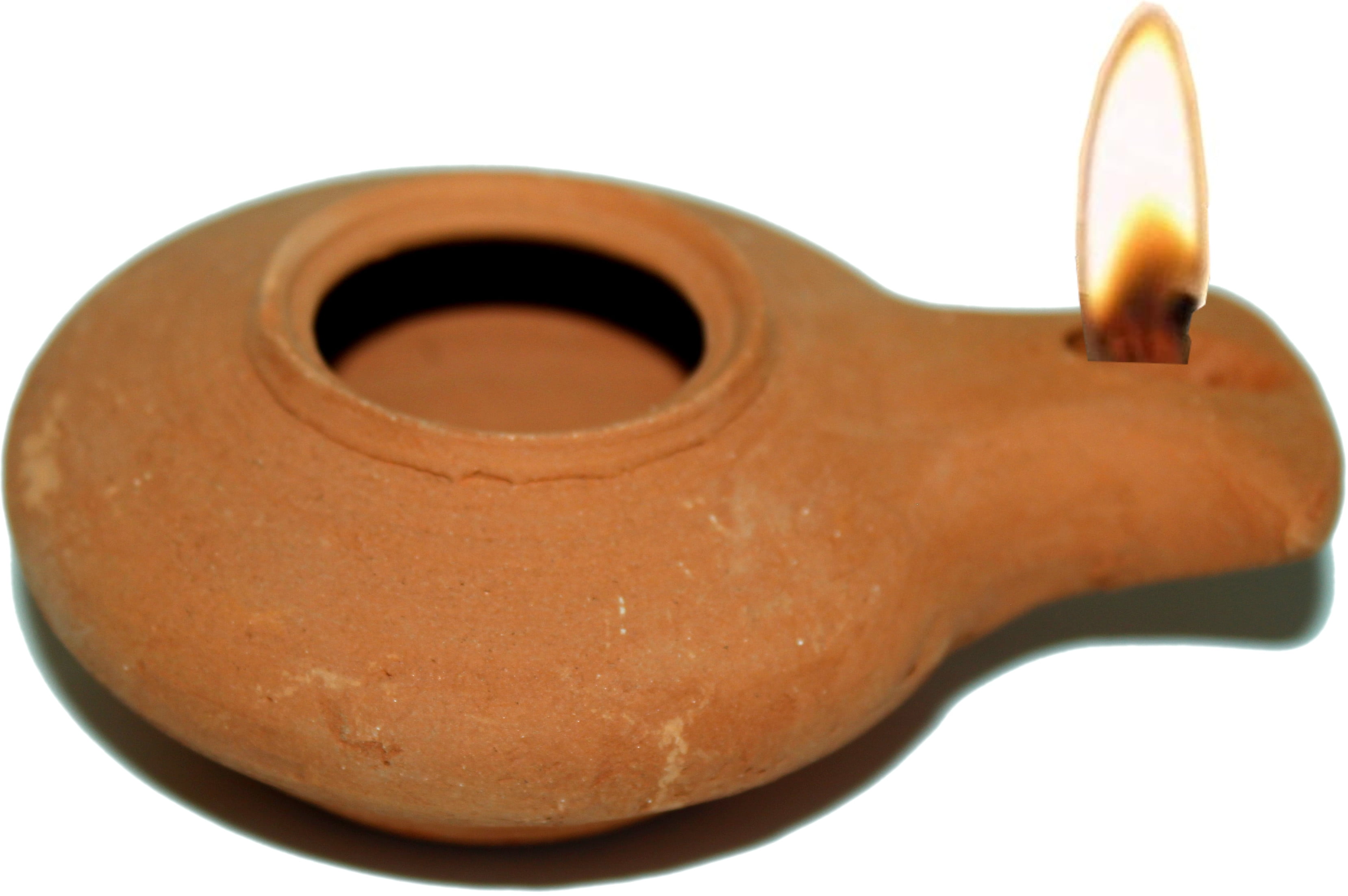 Holy Land Market Herodian Ancient Biblical Oil Lamp Replica (Clay / Red