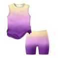 thumbnail image 4 of Summer Outfits for Kids Girls Size 7-8 Cute Preppy Two Piece Outfits Activewear Casual Short Sleeve T Shirt and Elastic Y2K Shorts Clothing Sets Dark Purple 9-10 Years, 4 of 7