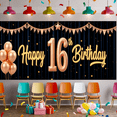 thumbnail image 5 of Golden Balloons Happy Birthday Party Banner Decorative Flag for Sweet 16 Indoor Event Celebration, 5 of 8
