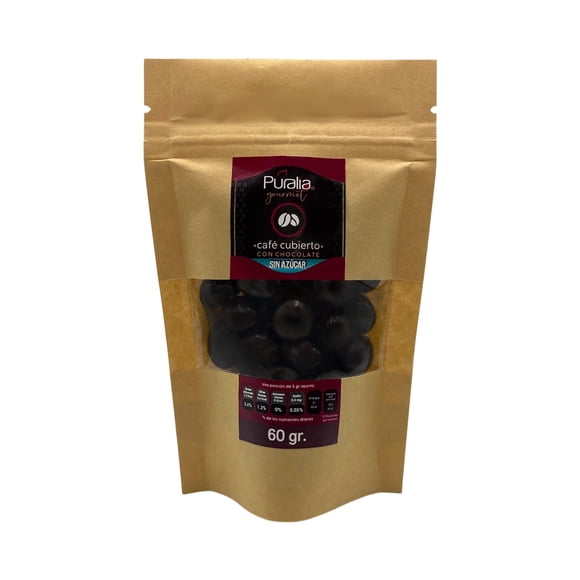 Grano de Café Cubierto de Chocolate Semiamargo Puralia Gourmet 60 g Puralia Cafe con chocolate sin azúcar 60g