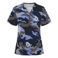 thumbnail image 1 of Snoarin Summer Plus Size Womens Tops Mode Femme Manches Courtes Col en V Tops Uniforme de Travail Imprimé avec Poche Blouse Tops Uniformes de Travail pour Femmes en Liquidation, 1 of 3