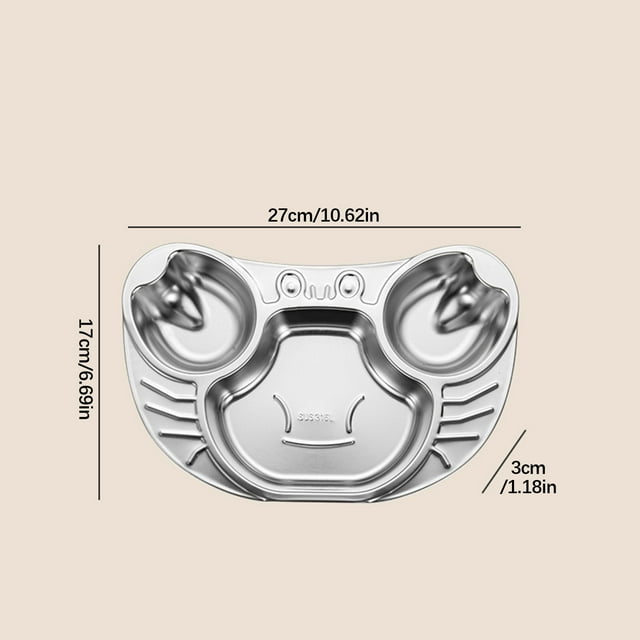Uklsqma Plateau de Repas Divisé pour Enfants en Acier Inoxydable / Assiette de Vaisselle pour Bébé avec Compartiments, Antirouille, Durable / Design Mignon en Forme de Voiture pour Tout-Petits / Va au Lave-Vaisselle / Idéal pour la Maison, l'École, Pique-Nique