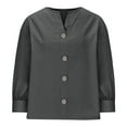 thumbnail image 4 of Enjoytime Womens Button Down Shirt Solid Color V-Neck Long Sleeve Tops Loose Business Casual Blouses, 4 of 6