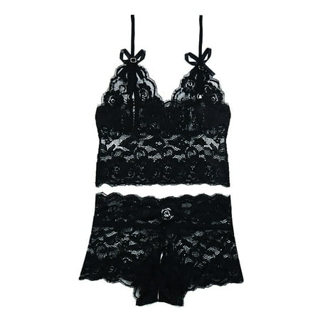 

Lingerie for Women Two Piece and Lette Underwear Sleepwear for Women Black