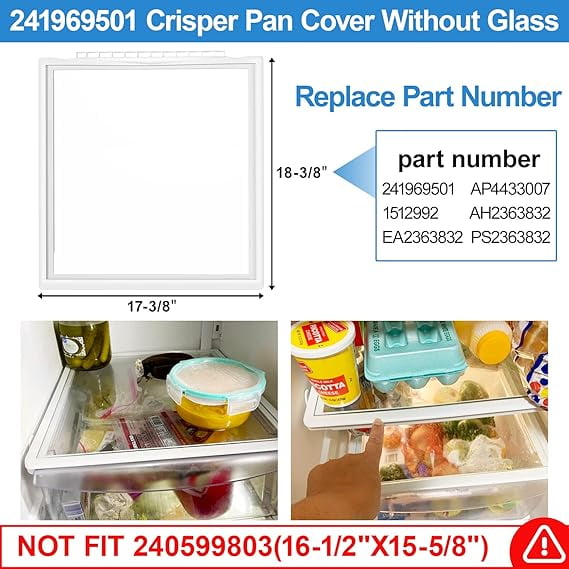 UPGRADED 241969501 Refrigerator Shelf Frame without Glass – Compatible with Frigidaire Refrigerator Crisper Drawer Shelf Cover Replacement Parts for LFSS2612TF0, FGHS2631PF4A, FFSS2615TS0