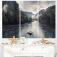thumbnail image 2 of Designart - Rivière de Montagne avec Brouillard et Pluie - Oeuvre Moderne de Paysage Marin sur Toile, 2 of 4
