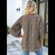 thumbnail image 4 of Blusas de Mujer con Mangas 3/4 y Cuello en V Holgado con Estampado de Pétalos de , Blusas de Trabajo de Negocios Flores Marrones L, 4 of 7