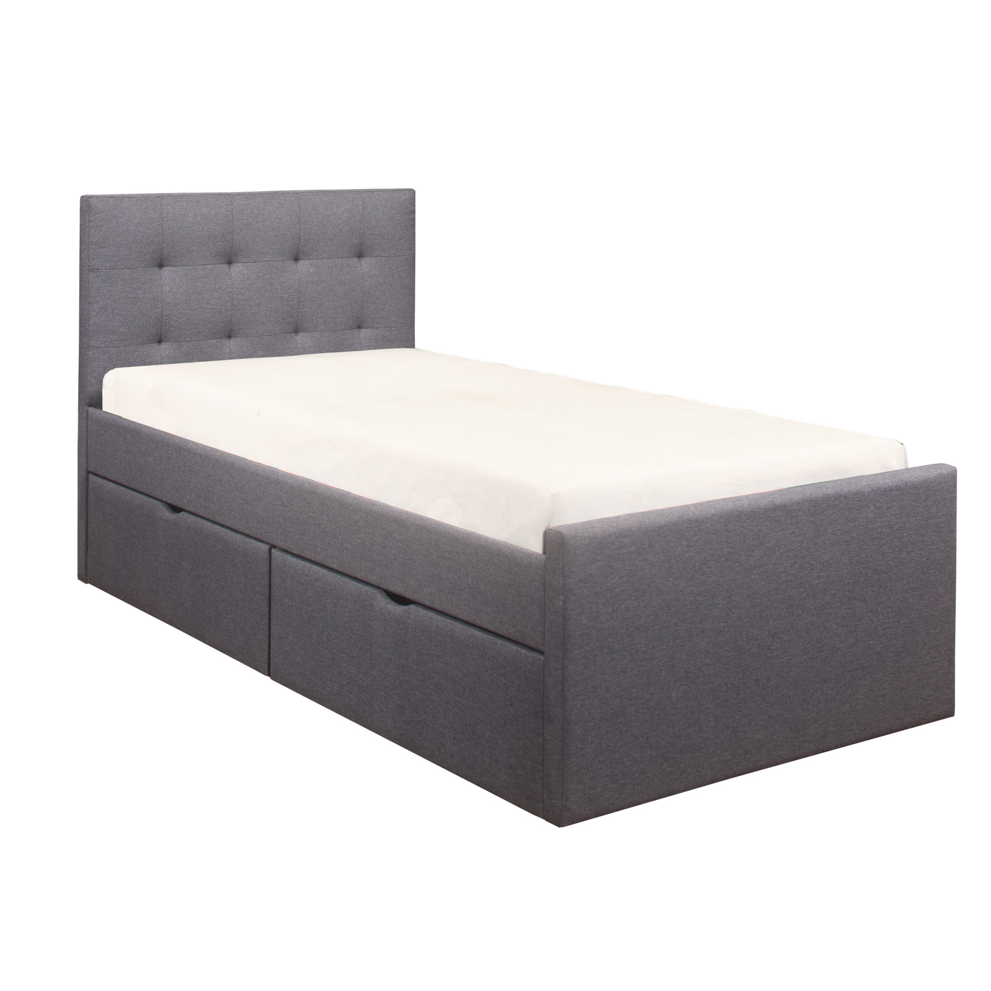 Emory Upholstered Kids Twin Platform Bed with 2 Storage Drawers, Gray, by Hillsdale Living Essentials