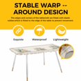 thumbnail image 4 of Summer Coastal Table Cloths for 8 Foot Rectangle Tables, Nautical Beach Marine Life Beige Striped Patio Waterproof Elastic Fitted Tablecloths, Washable Rectangular Table Cover for Camping, 4 of 8