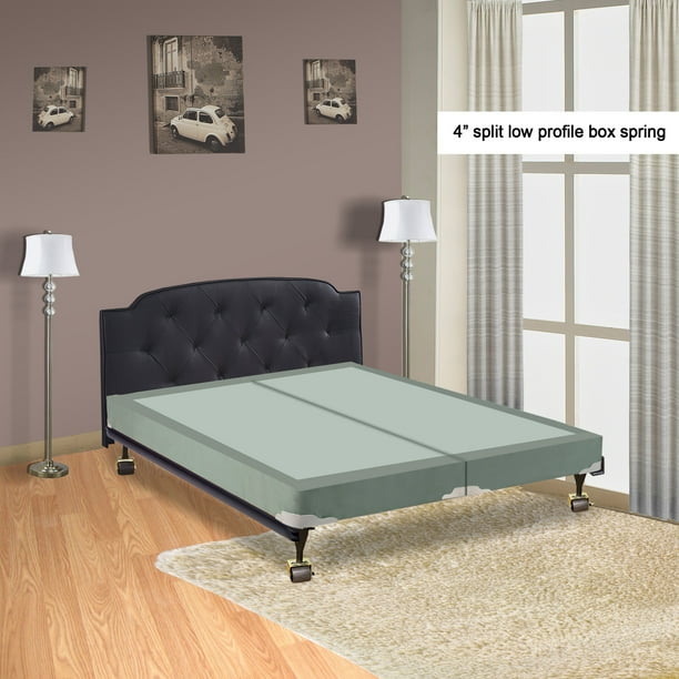 WAYTON, 4" Vinyl Split Metal Box Spring For Mattress, Queen Size 79"x59