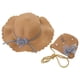 thumbnail image 1 of Sombrero de paja de verano para mujer, de 56 a 58 cm de circunferencia, y bolso de paja, dos piezas, bonito sombrero para el sol con protección solar y flores, 1 of 5