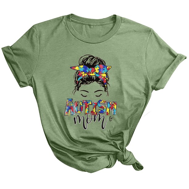 Gibobby Playera de Manga Corta con Cuello Redondo Mujeres Casual Impreso Top Camisa Cuello Redondo Manga Corta Tops Suelta Casual Túnica Top Blusa(Verde,M)