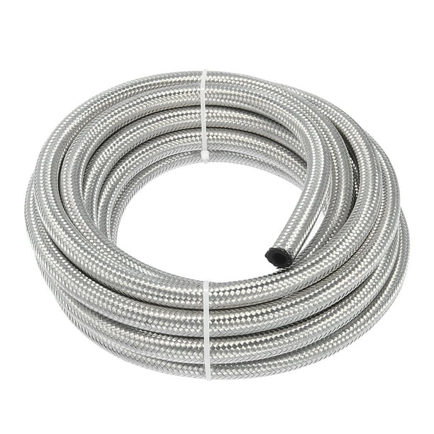Unique Bargains An6 3/8 25ft Cpe Fuel Line Hose Stainless Steel Car Engines Braided Tube Other 25 Ft.