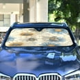 thumbnail image 4 of WOBOGO Blue White Flower Bee Pattern Car Windshield Sunshades Autopilot Lightweight Accordion Sun Visor 55×27.6in, 4 of 8