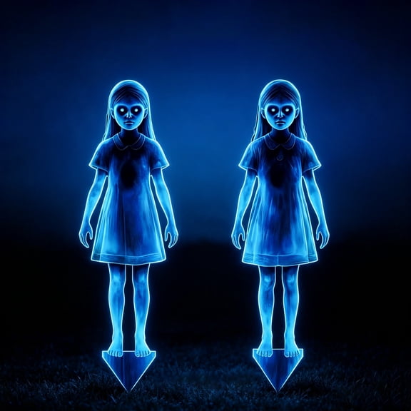 Halloween Outdoor Decorations Ghost Girl Yard Stakes Spooky Light up Effect Weather Resistant Metal Stakes for Garden Lawn Porch Party Fall Festival Home Decor Pair Pack