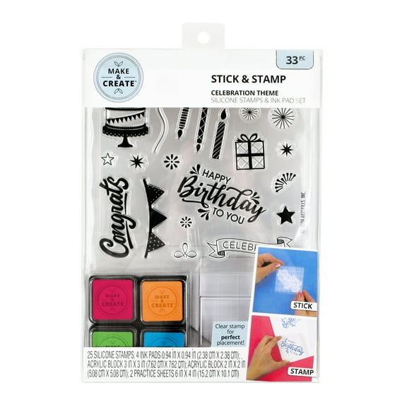 Make & Create Stick & Stamp Kit for Adult Crafts and Scrapbooking, Celebration