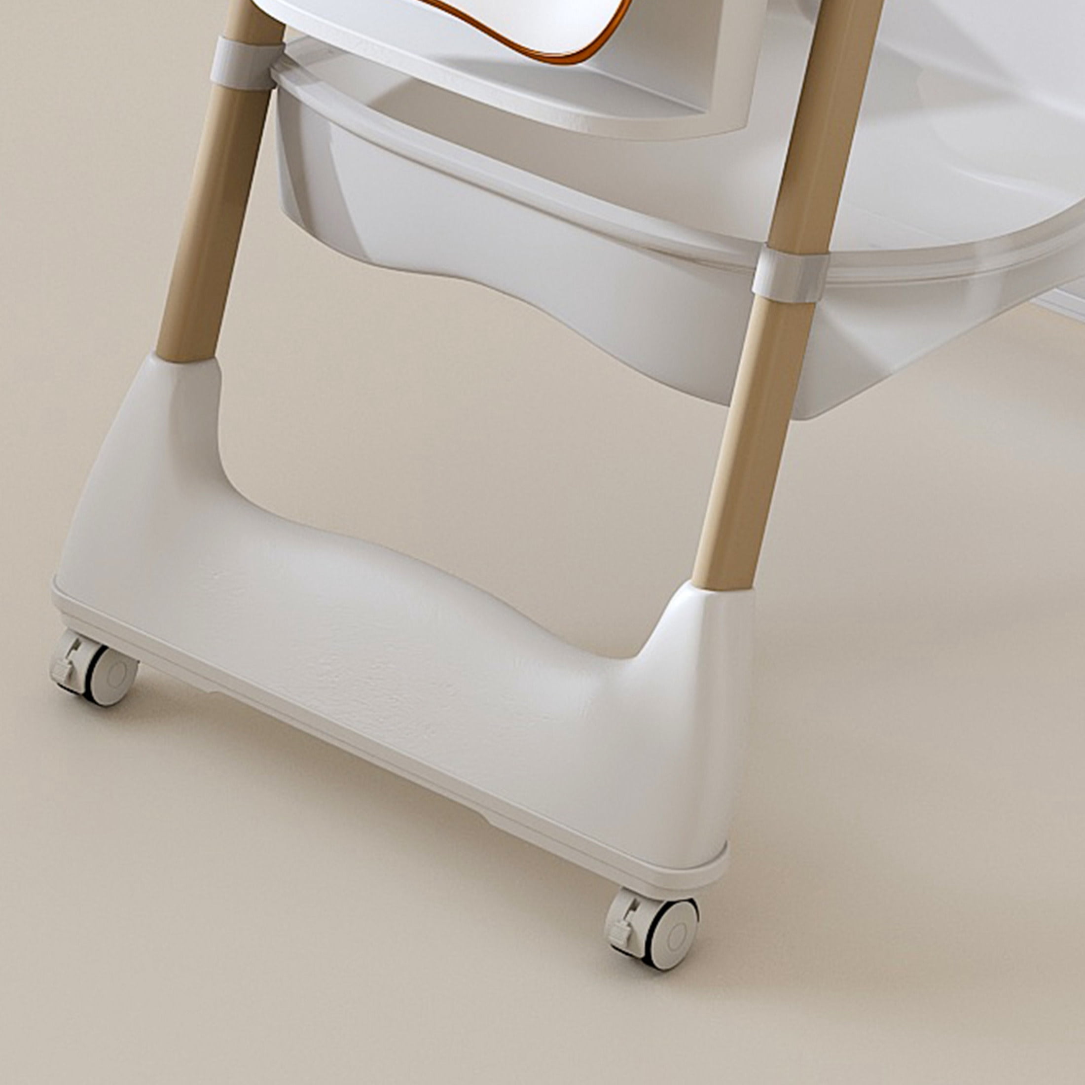Noble House Adjustable Baby High Chair with Tray, Safety Harness & Lockable Wheels, White