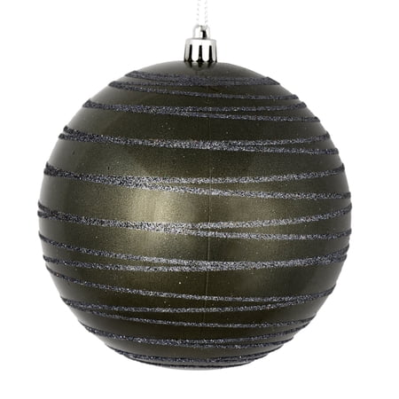Vickerman 4 Pewter Candy Finish Ball Ornament with Glitter Lines 4 per Bag