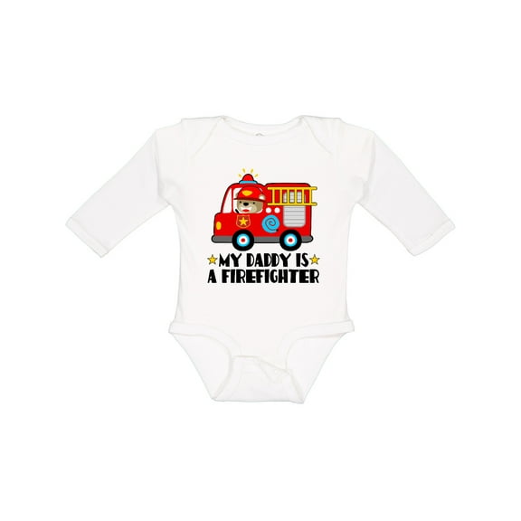 Inktastic Fireman Daddy is a Firefighter Boys or Girls Long Sleeve Baby Bodysuit
