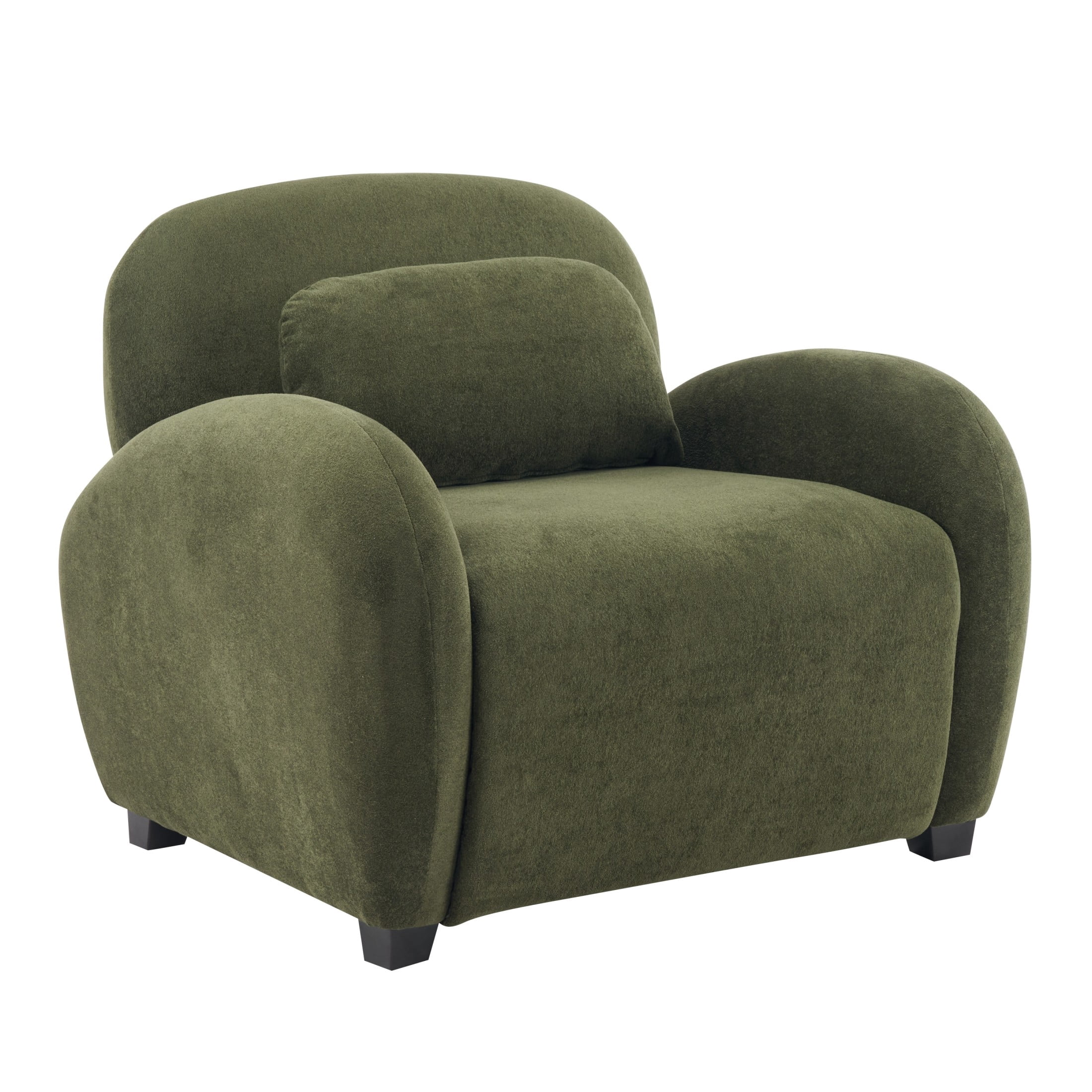 Christopher Knight Home 35" Modern Velvet Accent Armchair with Lumbar Pillow, Rubberwood Legs, Olive Green, Set of 2